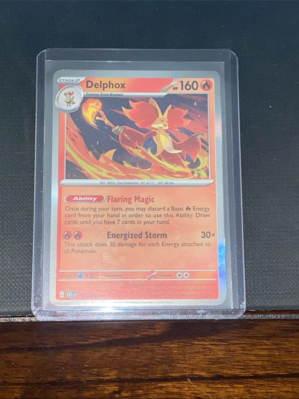 Pokemon Delphox Trading Card - Red Orange Yellow